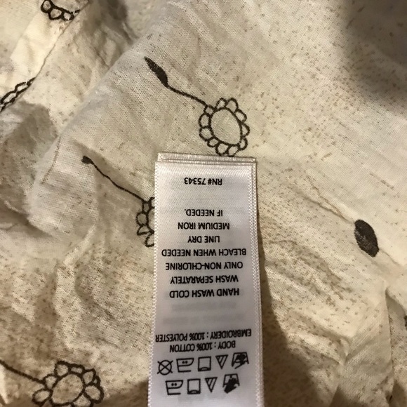 Rachel Zoe Boho Lightweight Cotton Floral Print Embroidered Blouse Size S - Picture 7 of 8